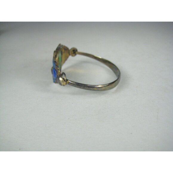 Antique Enamel Cloisonné Jade Bracelet Chinese Export Silver Enamel Bats Symbols - Picture 4 of 14